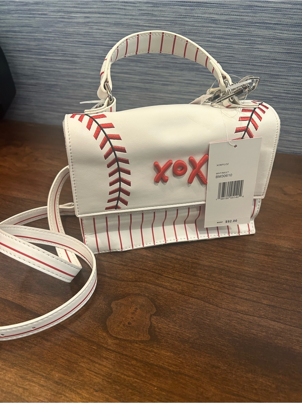 Betsey Johnson Kitsch Baseball Shoulder Bag Bag Charm NWT